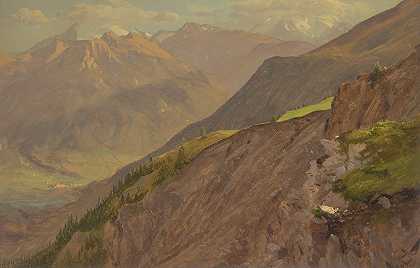 贝尔赫特斯格登附近的戈尔和瓦茨曼`The Goell and Watzmann, near Berchtesgeden (1868) by Frederic Edwin Church