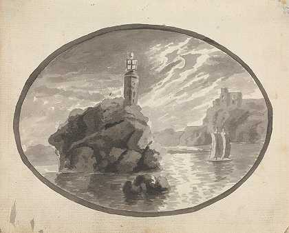 帆船靠近岩石`Sailboat near Rocks by James Miller