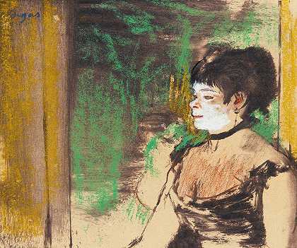 咖啡歌手-音乐会`Chanteuse De Café~Concert (circa 1875~76) by Edgar Degas