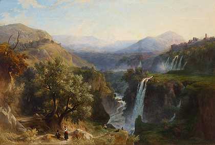 Tivoli的瀑布`The Cascades of Tivoli (1867) by Franz Knebel