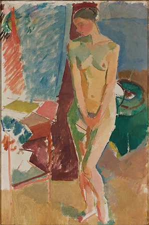 裸体站立`Standing nude (1918~1919) by Karl Isakson