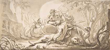 戴安娜和恩迪米翁`Diana and Endymion (1700–1765) by Johann Heinrich Keller