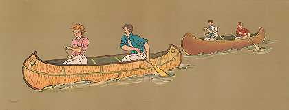 皮划艇`Canoeing (1900) by George Markendorff
