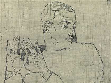 亚瑟·罗斯勒肖像`Portrait of Arthur Roessler (1914) by Egon Schiele