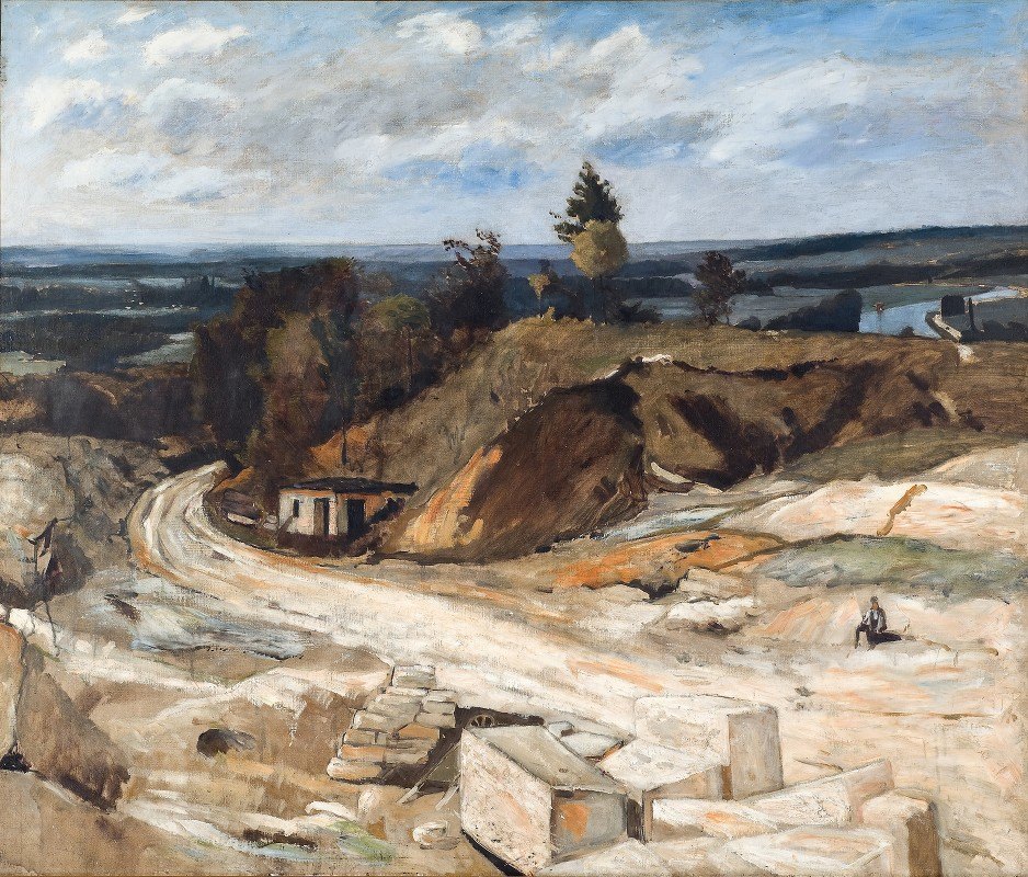 采石场`Stonequarry by the River Oise II (1877) by the River Oise II by Carl Fredrik Hill