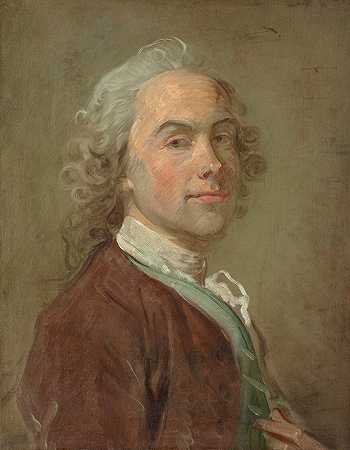 绅士的肖像`Portrait of a Gentleman (About 1746) by Jean-Baptiste Perronneau