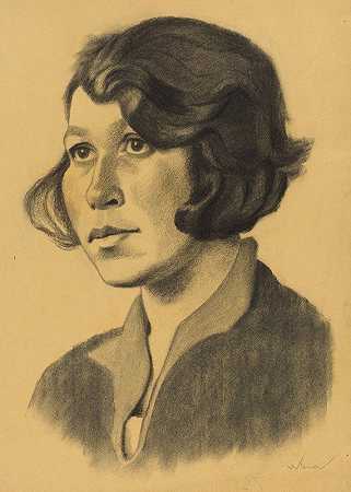 女性肖像七`weibliches Porträt VII by Karl Wiener