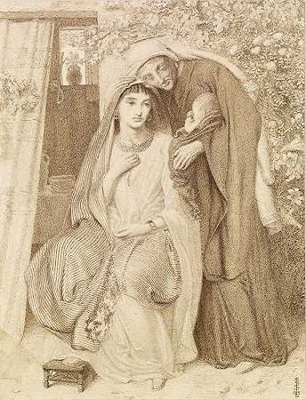 露丝、内奥米和孩子奥贝德`Ruth, Naomi and the Child Obed (1860) by Simeon Solomon