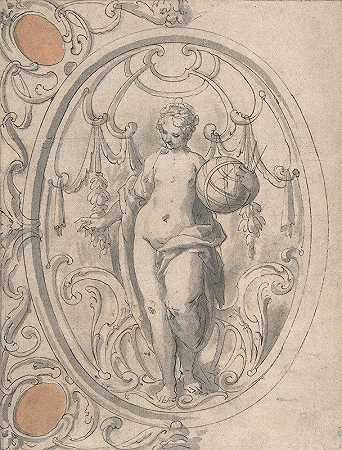 天文学图形装饰板的设计`Design for an Ornamental Panel with the Figure of Astronomy (1590–1637) by Johann Matthias Kager
