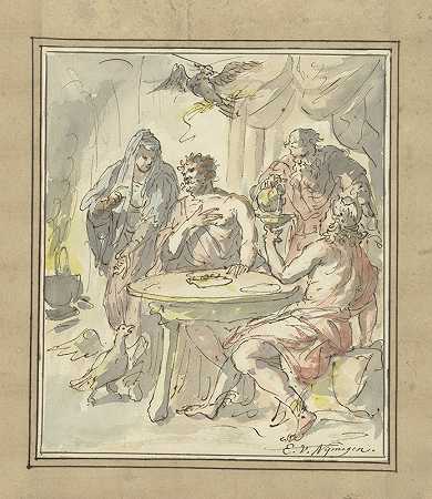 波西斯的腓力门`Philemon en Baucis (1677 ~ 1755) by Elias van Nijmegen