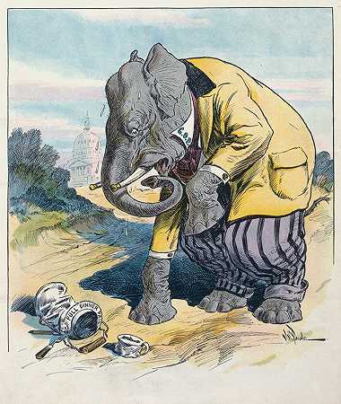 笨拙的大象`The clumsy elephant (1908) by John Samuel Pughe