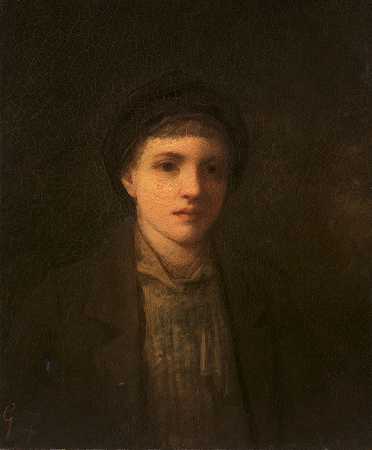 男孩的头`Head of a Boy (before 1885) by George Fuller