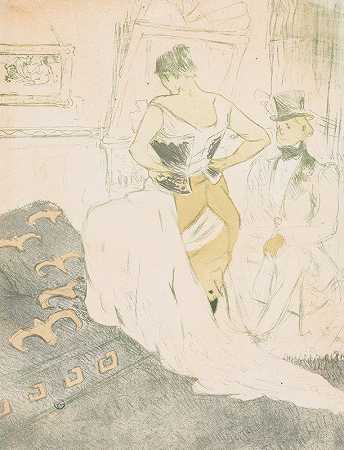 Elles：穿紧身胸衣的女人`Elles: Woman In a Corset (1896) by Henri de Toulouse-Lautrec