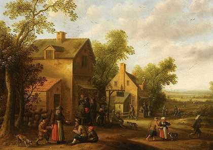 乡村与农民`Village Scene With Peasants by Joost Cornelisz Droochsloot