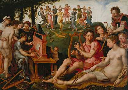 阿波罗与缪斯女神`Apollo and the Muses (circa 1555~1560) by Maerten van Heemskerck