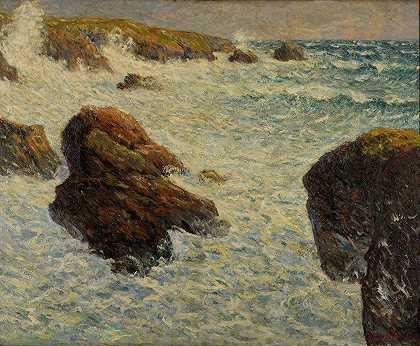 奎伯伦风暴（莫尔比汉）`La tempête à Quiberon (Morbihan) (1904) by Maxime Maufra