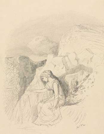 悲哀的`Melancholy (c. 1868) by Odilon Redon
