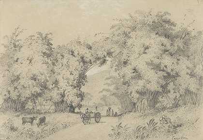 通往圣安的道路s`Road to St. Anns (1857) by Michel Jean Cazabon