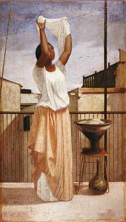 洗衣妇`The Laundress (ca. 1858) by Francisco Laso