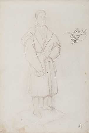 一个年轻人的素描和一个老人的头像素描`szkic młodego mężczyzny i szkic głowy starego mężczyzny (1883 ~ 1886) by Ferdynand Bryll