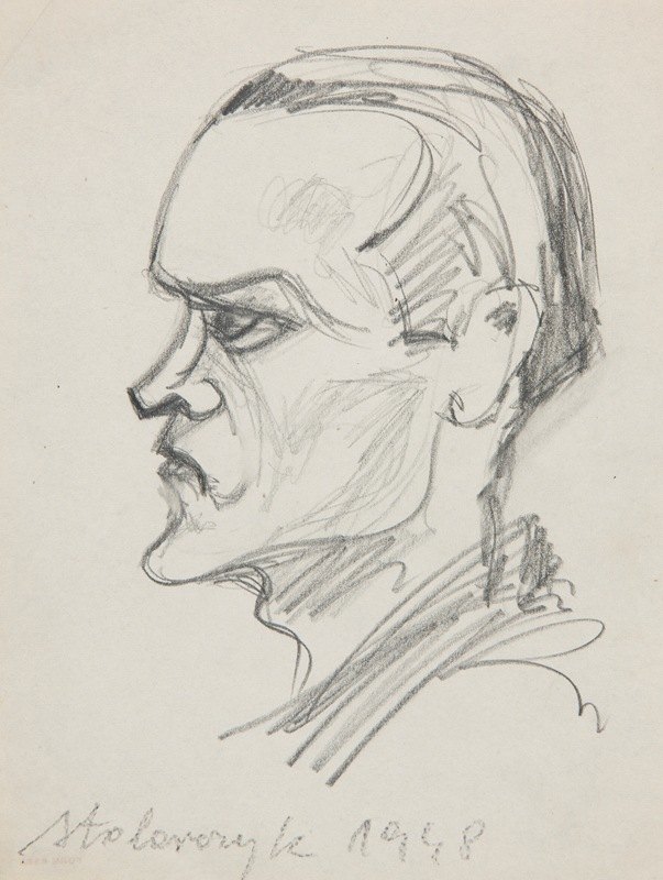 斯托拉奇克的同事、克拉科夫美术学院学生的肖像。`Portret kolegi Stolarczyka, studenta ASP w Krakowie. (1948) by Marian Kopf