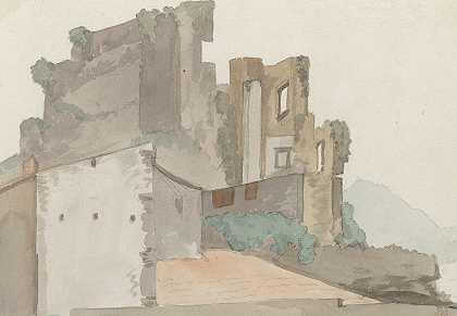 阿维利诺的废墟景观，即所谓的卡斯特尔·维奇奥`Gezicht op ruïne, zogenaamde Castel Vecchio, te Avellino (1778) by Abraham-Louis-Rodolphe Ducros