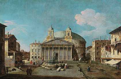 罗马万神殿景观`A View of the Pantheon, Rome by Bernardo Canal