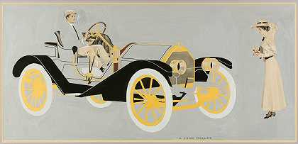 20型哈德逊汽车，广告插图`Model 20 Hudson Motor Car, ad illustration by Coles Phillips