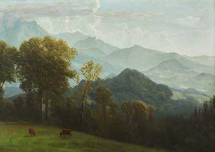 瑞士卢塞恩`Lucerne, Switzerland by Albert Bierstadt