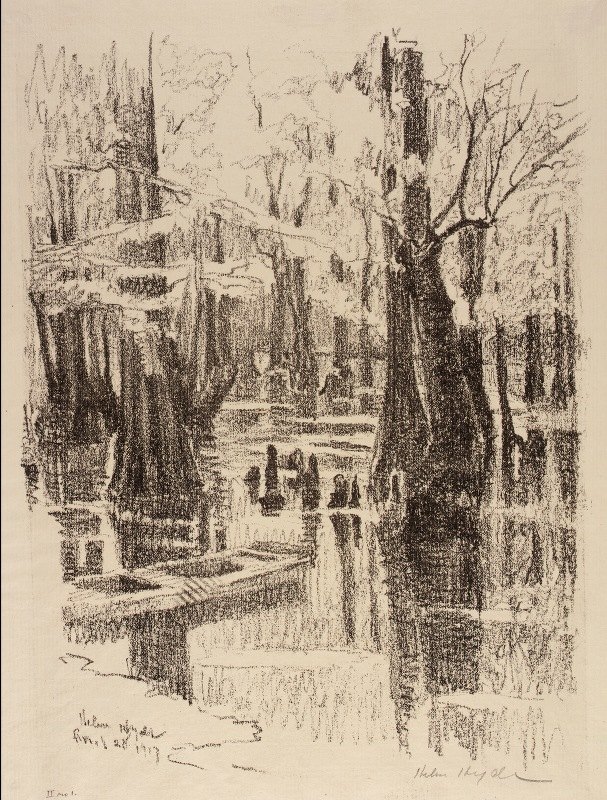 柏树沼泽`Cypress Swamp (1917) by Helen Hyde