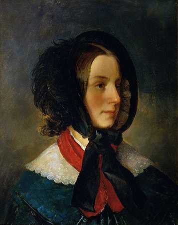 艺术家妻子`The Artists wife (around 1842) by Josef Neugebauer