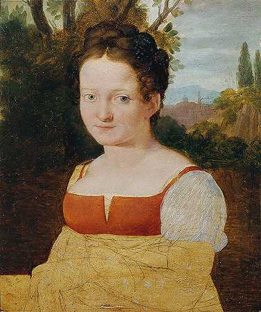 女孩肖像`Mädchenporträt (1815~1816) by Johann Evangelist Scheffer von Leonhardshoff