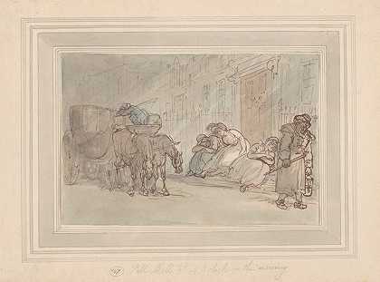 四点零三九分的帕尔商场早上的钟`Pall Mall at 4 oclock in the morning (ca. 1780–1825) by Thomas Rowlandson