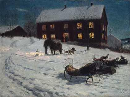圣诞派对`Christmas Party (1895~1896) by Lars Jorde