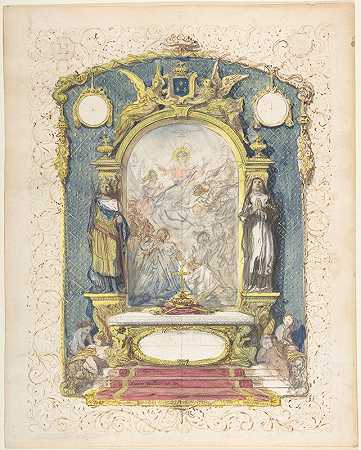 祭坛两侧`Altar Flanked by St. Louis and St. Theresa (mid~19th century) by St. Louis and St. Theresa by Emile-Charles Wattier