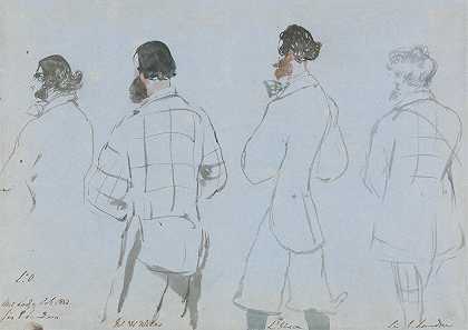 射击派对奥苏尔斯顿勋爵、W·威尔斯先生、阿伯科恩勋爵和E·兰德塞尔爵士`A Shooting Party; Lord Ossulston, Mr. W. Wells, Lord Abercorn and Sir E. Landseer (1833) by Sir Edwin Henry Landseer