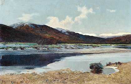 水边苏格兰洛蒙湖s Edge`By The Waters Edge, Loch Lomond, Scotland by Sir Alfred East