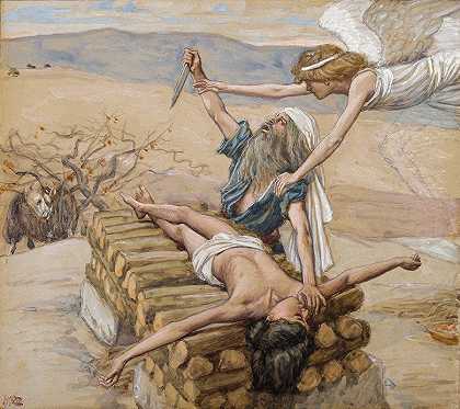 亚伯拉罕的祭品`The Offering of Abraham (c. 1896~1902) by James Tissot