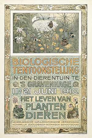 1910年6月生物展览海报`Affiche voor de Biologische Tentoonstelling in juni 1910 (1910) by Theo van Hoytema