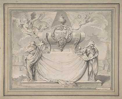 葬礼门票的设计`Design for a Funeral Ticket (18th century) by Hubert-François Gravelot