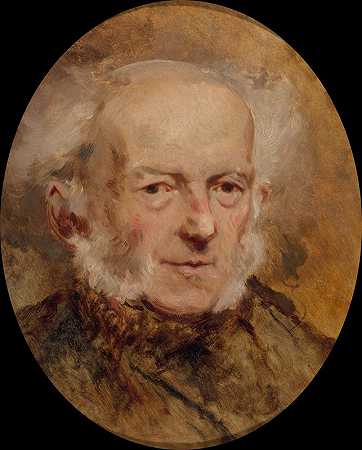 画家让-巴蒂斯特·伊莎贝的肖像画，艺术家`Portrait du peintre Jean~Baptiste Isabey, père de lartiste (1840) by Eugène Isabey