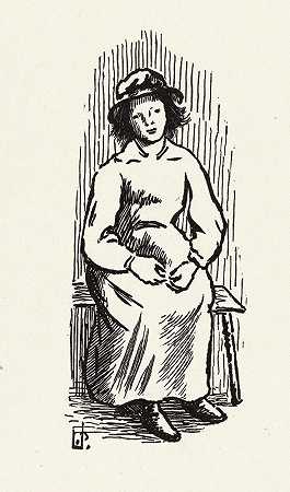 少女`Jong meisje (1887) by Lucien Pissarro