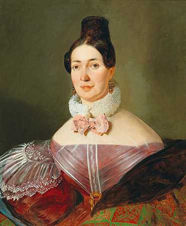 女士肖像`Portrait of a Lady by Johann Matthias Ranftl