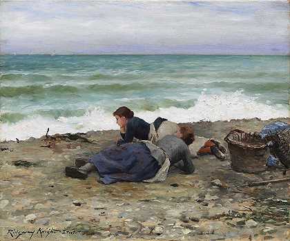 是时候了，一个回合。`High Tide, Étretat (1884) by Daniel Ridgway Knight