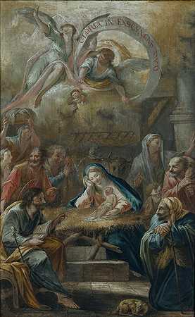 耶稣的诞生与牧羊人的崇拜`Birth of Jesus and the Adoration of the Shepherds (1780) by Francesc Pla Duran