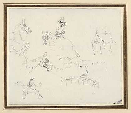 速写簿页面`Sketchbook Page (ca. 1880) by Henri de Toulouse-Lautrec