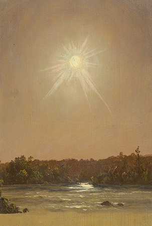 缅因州日落`Maine sunset (1855–65) by Frederic Edwin Church