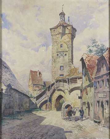罗滕堡刀锋塔`Klingentorturm Rothenburg by Heinrich Rettig