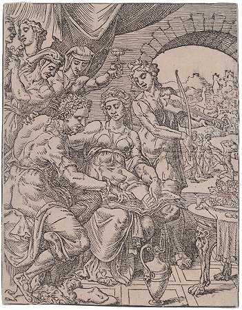与娼妓同居的浪子`The Prodigal Son Living with Harlots (c. 1548) by Dirck Volckertz Coornhert