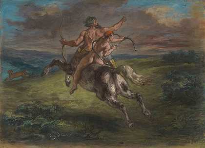 阿喀琉斯的教育`The Education of Achilles (1862) by Eugène Delacroix